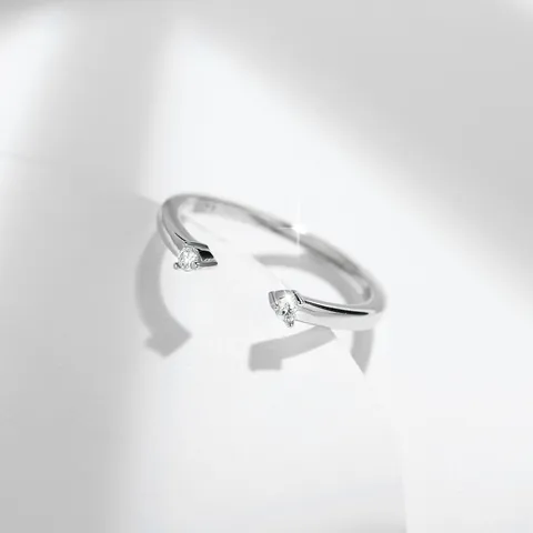 Anello Nuziale in Argento Sterling 925 Placcato Oro 18K con Moissanite per Donna Anello Aperto GRA Gioielli Sposa