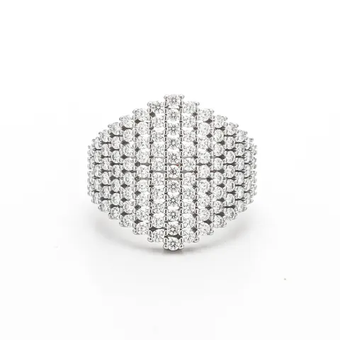 Bague Pavée en Moissanite de Luxe Argent Sterling 925 Plaqué Or 18k Large Losange Incrusté Bijoux Hip Hop Tendance GRA pour Hommes Femmes