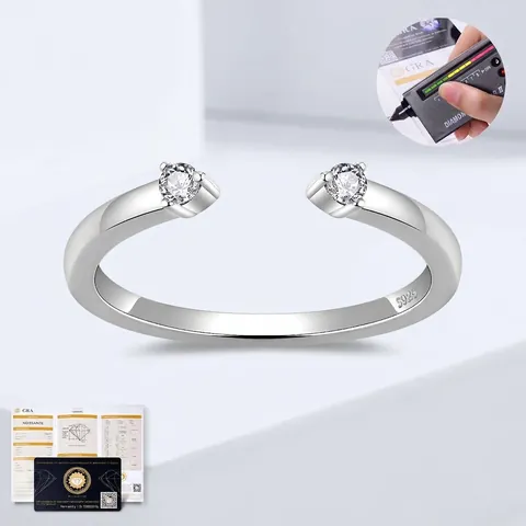 Anello Nuziale in Argento Sterling 925 Placcato Oro 18K con Moissanite per Donna Anello Aperto GRA Gioielli Sposa