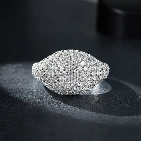 Bague Moissanite Pavé Hip Hop en Argent Sterling 925 Plaqué Or Blanc 18K Iced Out Unisexe Avec Certificat GRA