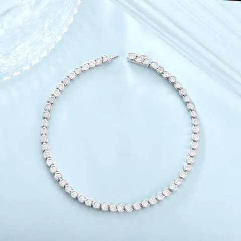 Ins Style Minimalist S925 Sterling Silver 1.8mm Round Moissanite Bubble Horseshoe Link Bracelet With 18K Gold Plated GRA Women