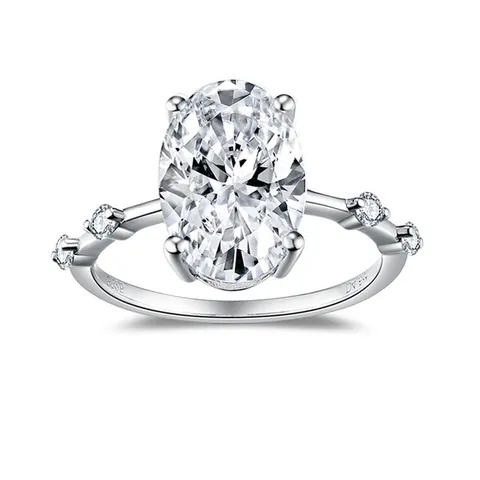Klassischer Ovaler Moissanit Ring 925 Sterlingsilber 18K Vergoldet GRA Zertifiziert D Farbe VVS1 Eleganter Verlobungsring Damen