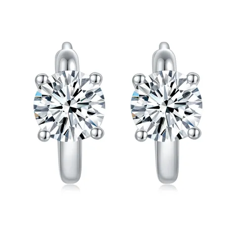 GRA Classiques Boucles d'Oreilles Clous en Argent Sterling 925 Moissanite Taille Brillant Rond à Quatre Griffes Bijoux pour Femmes Hommes