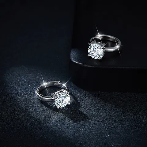 GRA Classiques Boucles d'Oreilles Clous en Argent Sterling 925 Moissanite Taille Brillant Rond à Quatre Griffes Bijoux pour Femmes Hommes