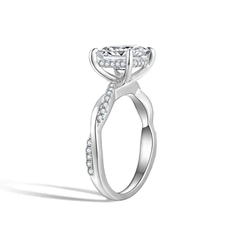 925 Sterling Silver Moissanite Ring Princess Cut 2 Carat Vine Band Engagement Wedding Ring For Women With GRA