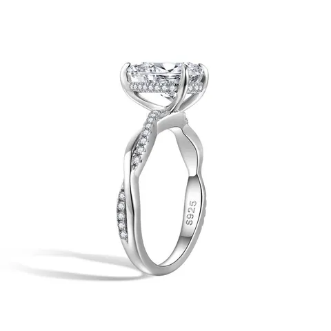 GRA Anello in Argento Sterling 925 con Taglio a Pera Moissanite Donna Fascia Intrecciata Anello di Fidanzamento Pave Gioielli