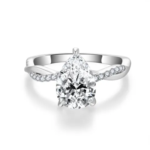 GRA Anello in Argento Sterling 925 con Taglio a Pera Moissanite Donna Fascia Intrecciata Anello di Fidanzamento Pave Gioielli