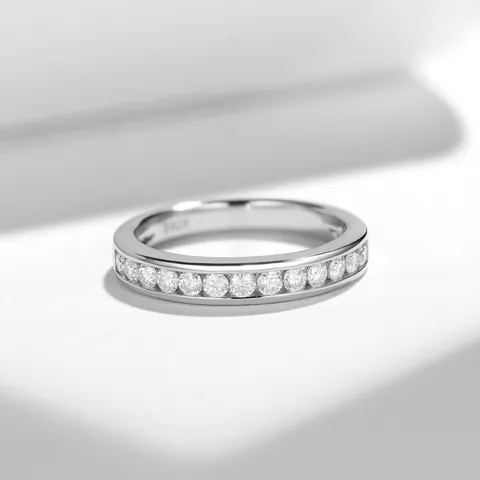 Anillo de Eternidad de Moissanita GRA para Mujer de Plata de Ley S925 Engaste en Canal Anillo de Boda Joyería Brillante