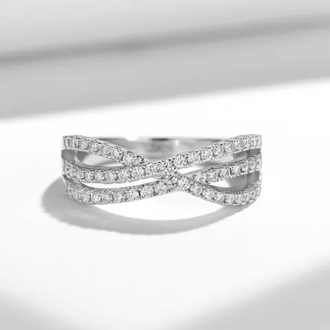 Ins Style Moissanite Cross Hollow Ring 925 Sterling Silver 18K White Gold Plated Stackable Ring For Women With GRA Certificate Jewelry Gift