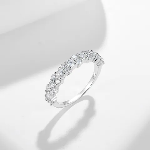 GRA Anillo de Eternidad de Plata de Ley S925 Con Moissanita Para Mujer Banda de Diamante de Laboratorio Joyería de Boda Regalo