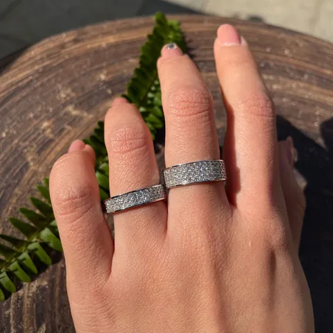 Anillo Eternity de Plata de Ley 925 Moissanita Baño Oro Blanco 18K Pavé Unisex Certificado GRA Joyería Anillo