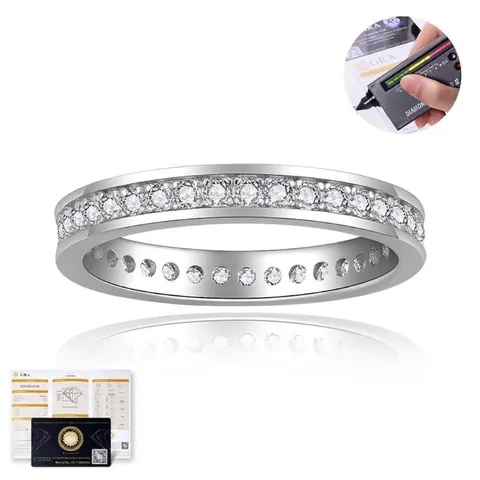 Anillo de Eternidad de Moissanita GRA para Mujer de Plata de Ley S925 Engaste en Canal Anillo de Boda Joyería Brillante