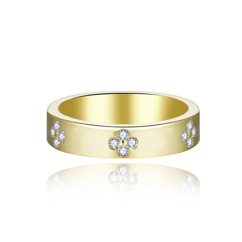 Anillo de Eternidad de Trébol de Moissanita de Lujo Plata de Ley 925 Chapado en Oro 18K Corte Esmeralda Set de Anillos de Boda Mujer