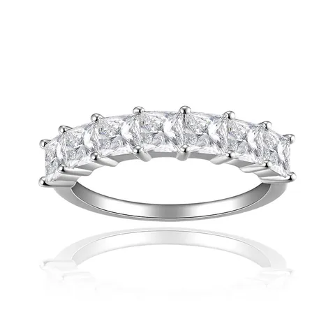 Ins Style Princess Cut 3.5mm Moissanite Ring Women S925 Sterling Silver Eternity Band Ring With GRA Certificate Jewelry
