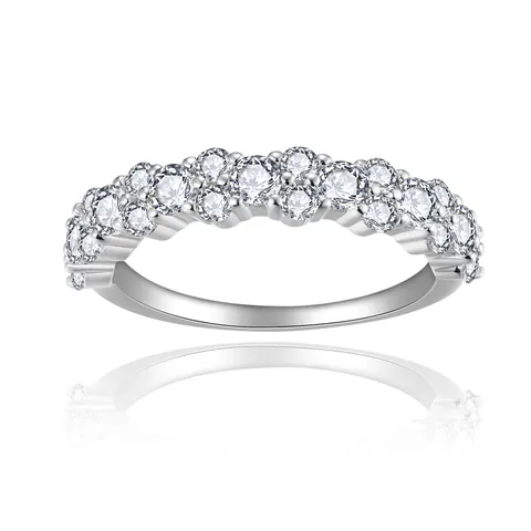 GRA Anillo de Eternidad de Plata de Ley S925 Con Moissanita Para Mujer Banda de Diamante de Laboratorio Joyería de Boda Regalo