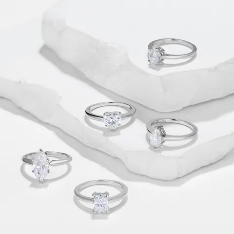 Classico Anello in Moissanite da 1 Carato per Donna in Argento Sterling 925 Ovale Cuore Radiant Marquise Pear Engagement Anello GRA