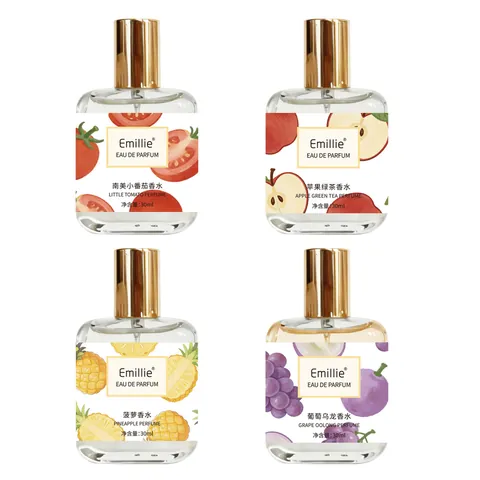 Emillie Profumo ai Fiori e Frutta Fresca Fragranza a Lunga Durata Bottiglia di Vetro Portatile Eau De Parfum per Donna Ragazze Studenti Ananas Uva Mela Pomodoro