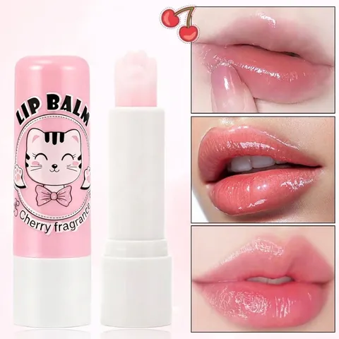Lindo Bálsamo Labial con Forma de Pata de Gato Aroma a Cereza Hidratante Cuidado de Labios para Mujer Anti-Grietas