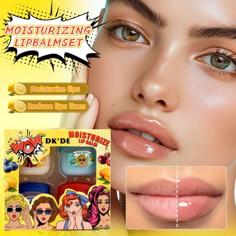 DK'DE Lip Mask Kit Moisturizing Hydrating Reduce Lip Lines Night Sleep Lip Balm Pop Art Style Skin Care Beauty