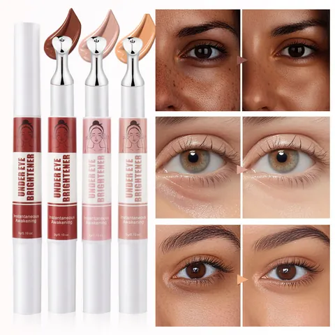 Under Eye Brightener Illuminating Eye Cream With Metal Massage Applicator Moisturizing Fine Lines Dark Circles Skin Care