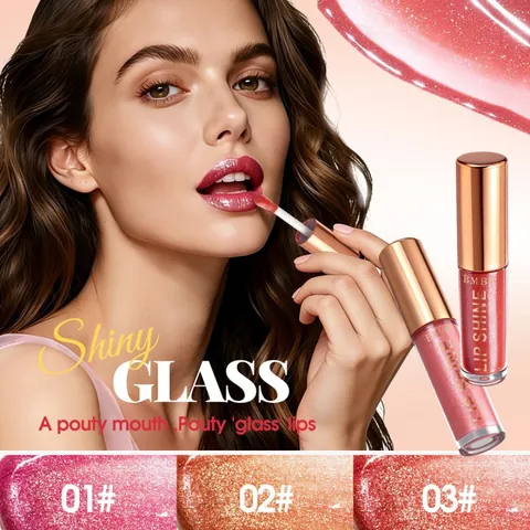 High Refractive Mirror Lip Gloss BMBN Shimmer Lip Shine Moisturizing Lip Glaze Waterproof Long Lasting Plumping Lip Gloss For Women Party