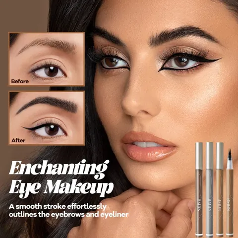 BMBN 2-in-1 Dual-Prong Liquid Eyebrow Pencil And Eyeliner Waterproof Long-Lasting Natural Wild Eyebrow Makeup Pen For Women