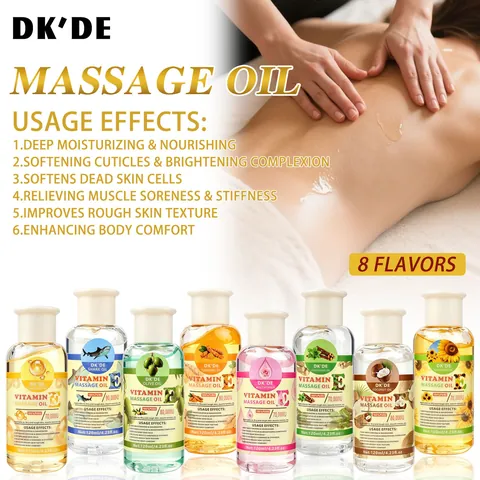 DKDE Vitamin E Massage Oil For Body Deep Moisturizing Soothing Skin Care Collagen Squalane Olive Licorice Ginger Coconut Sunflower Rose