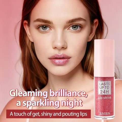 BMBN Shimmer Glitter Lip Gloss Mirror Shine Long Lasting High Shine Moisturizing Lip Glaze Clear Liquid Lipstick For Women Makeup