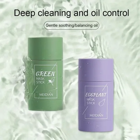MEIDIAN Barra de Mascarilla Sólida Vegetal Té Verde Berenjena Limpieza Profunda Poros Control de Aceite Mascarilla de Arcilla