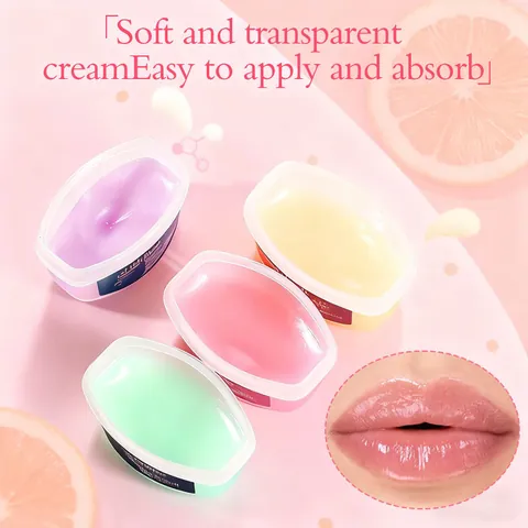 Vitamin C Collagen Oil Lip Mask Set 4 Pieces Moisturizing Hydrating Exfoliating Lip Care Balm For Dry Lips Unisex Beauty