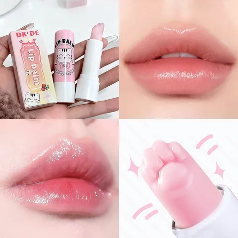 Lindo Bálsamo Labial con Forma de Pata de Gato Aroma a Cereza Hidratante Cuidado de Labios para Mujer Anti-Grietas
