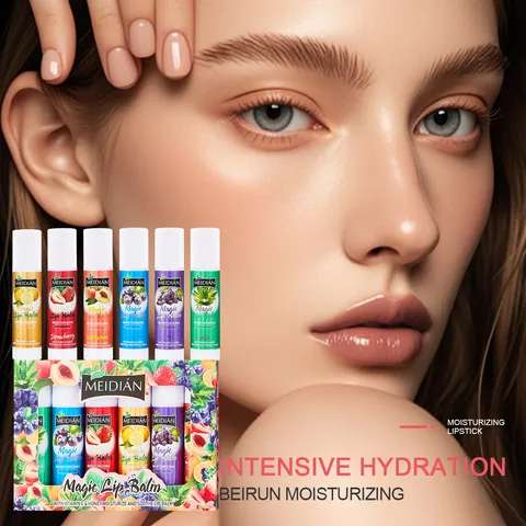 Juego de Bálsamo Labial con Sabor a Frutas MEIDIAN Hidratación Intensiva Cuidado Labial Con Vitamina E Miel Para Labios Secos