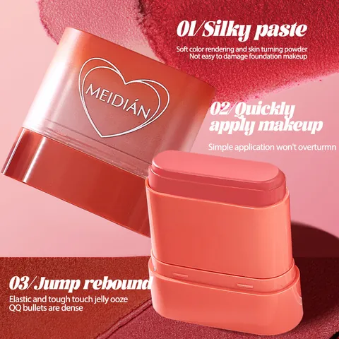 Colorete en Barra Multiuso Para Rostro Labios Sombra de Ojos Maquillaje en Crema Impermeable Larga Duración Acabado Radiante Mujeres