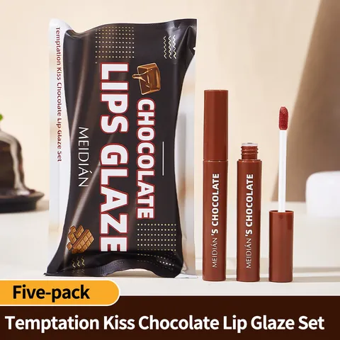 MEIDIAN Chocolate Lip Glaze Set Matte Velvet Lip Gloss Long Lasting Waterproof Lip Makeup Kit For Women Smooth Liquid Lipstick
