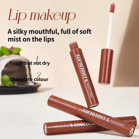 MEIDIAN Chocolate Lip Glaze Set Matte Velvet Lip Gloss Long Lasting Waterproof Lip Makeup Kit For Women Smooth Liquid Lipstick