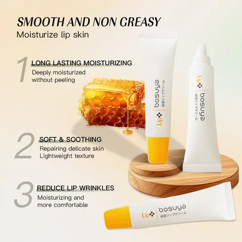 BOSUYA Moisturizing Lip Balm Avocado Honey Extract Repairs Dry Lips Reduces Fine Lines Nourishing Lip Care Gel Daily Use