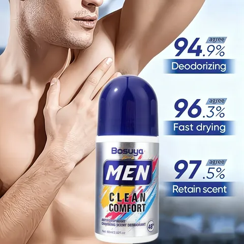 Bosuya Men Roll-on Antiperspirant Deodorant 48h Long Lasting Body Spray Fresh Deodorant For Daily Underarm Odor Control