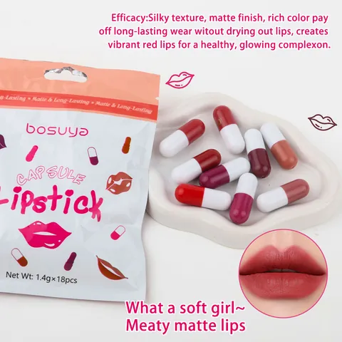 BOSUYA 18 Colors Mini Capsule Lipstick Set Matte Waterproof Long Lasting Velvet Lip Tint Portable Makeup Set For Women