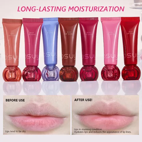 BOSUYA Jelly Lip Gloss Hydrating Mirror Finish Lip Tint Long Lasting Moisturizing Lip Oil Plumping Lip Balm For Women Makeup