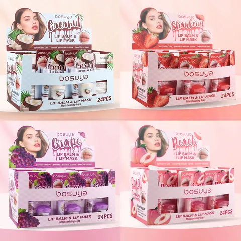 Bosuya Fruit Flavored Lip Balm And Lip Mask Kit Moisturizing Repairing Lip Care Collection For Dry Lips Softening Smooth Shine Lip Balm Mask