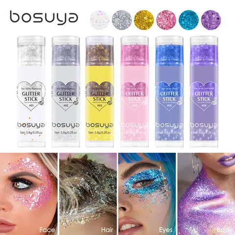 Stick di Brillantini per Viso e Corpo Serie Star Scintillante per Trucco Feste Palcoscenico Lunga Durata Impermeabile
