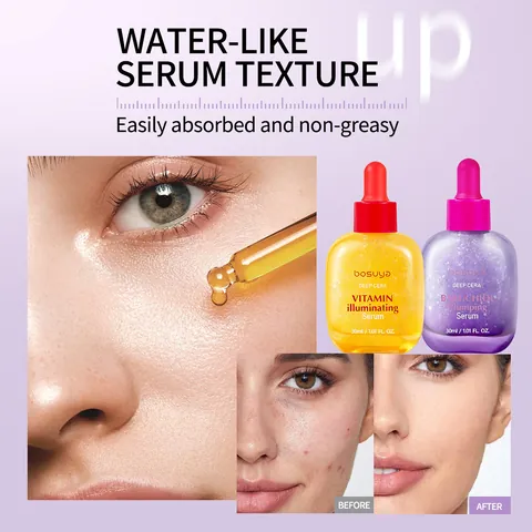 Suero Facial Hidratante Para Iluminar la Piel y Suavizar las Líneas Finas con Bakuchiol y Vitamina Esencia Líquida