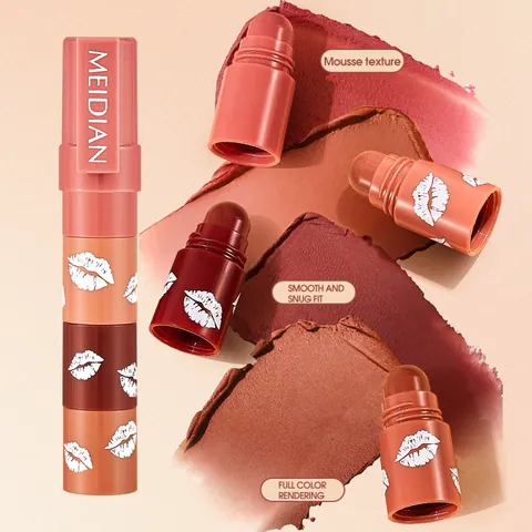 MEIDIAN Multicolor Modular Lipstick Pen Matte Velvet Non-Stick Cup Long Lasting Portable Four-Section Lip Balm Makeup Pen