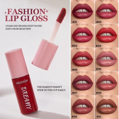 MEIDIAN 10 Pieces Matte Lip Glaze Set Dreamy Non-stick Cup Liquid Lipstick Waterproof Long Lasting Lip Gloss Kit For Women