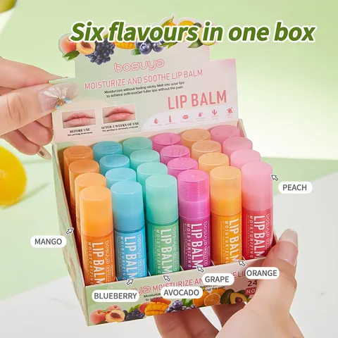 Bosuya Moisturizing Lip Balm Set With Fruit Flavors Vitamin E Honey For Dry Cracked Lips Repairing Soothing Lip Care Kit Universal