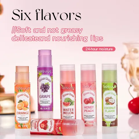 Bosuya Fruit Extract Moisturizing Lip Balm Set For Women Long Lasting Hydrating Lip Care Repairing Anti-Cracking Lip Mask