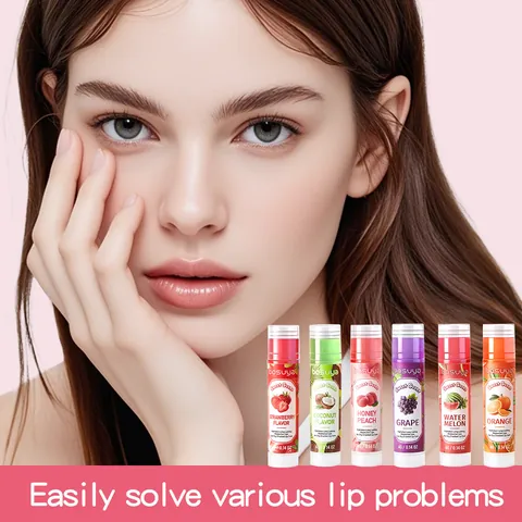 Bosuya Fruit Extract Moisturizing Lip Balm Set For Women Long Lasting Hydrating Lip Care Repairing Anti-Cracking Lip Mask