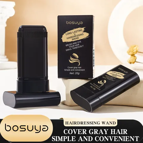 Bosuya Portable Hairdressing Wand Temporary Hair Dye Cream Cover Gray Hair Stick Root Touch Up Black Brown Coffee Long Lasting Hair Makeup