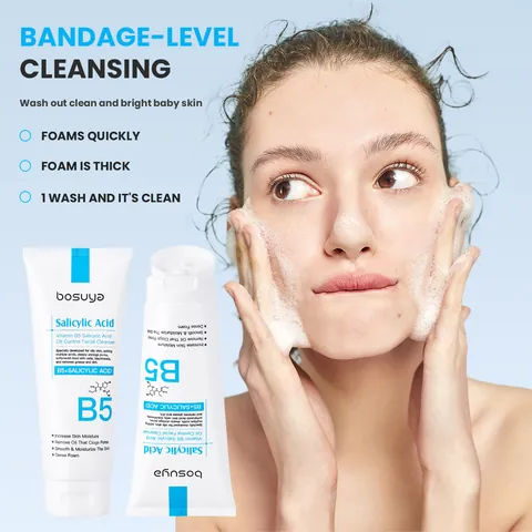Bosuya Vitamin B5 Salicylic Acid Facial Cleanser Oil Control Deep Cleaning Pore Refining Refreshing Face Wash Skin Care