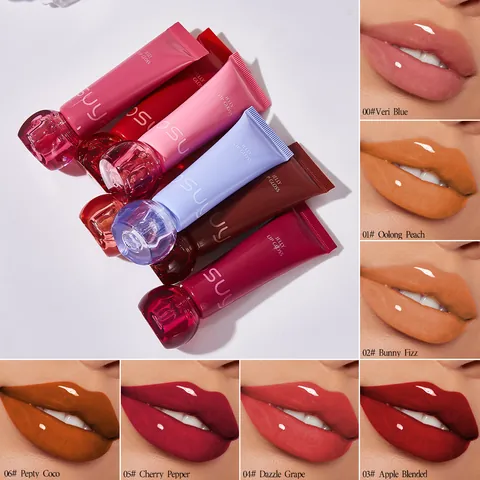 Jelly Lip Gloss High Shine Moisturizing Mirror Finish Watery Lip Glaze Enhancing Lip Plumper Portable Makeup For Women